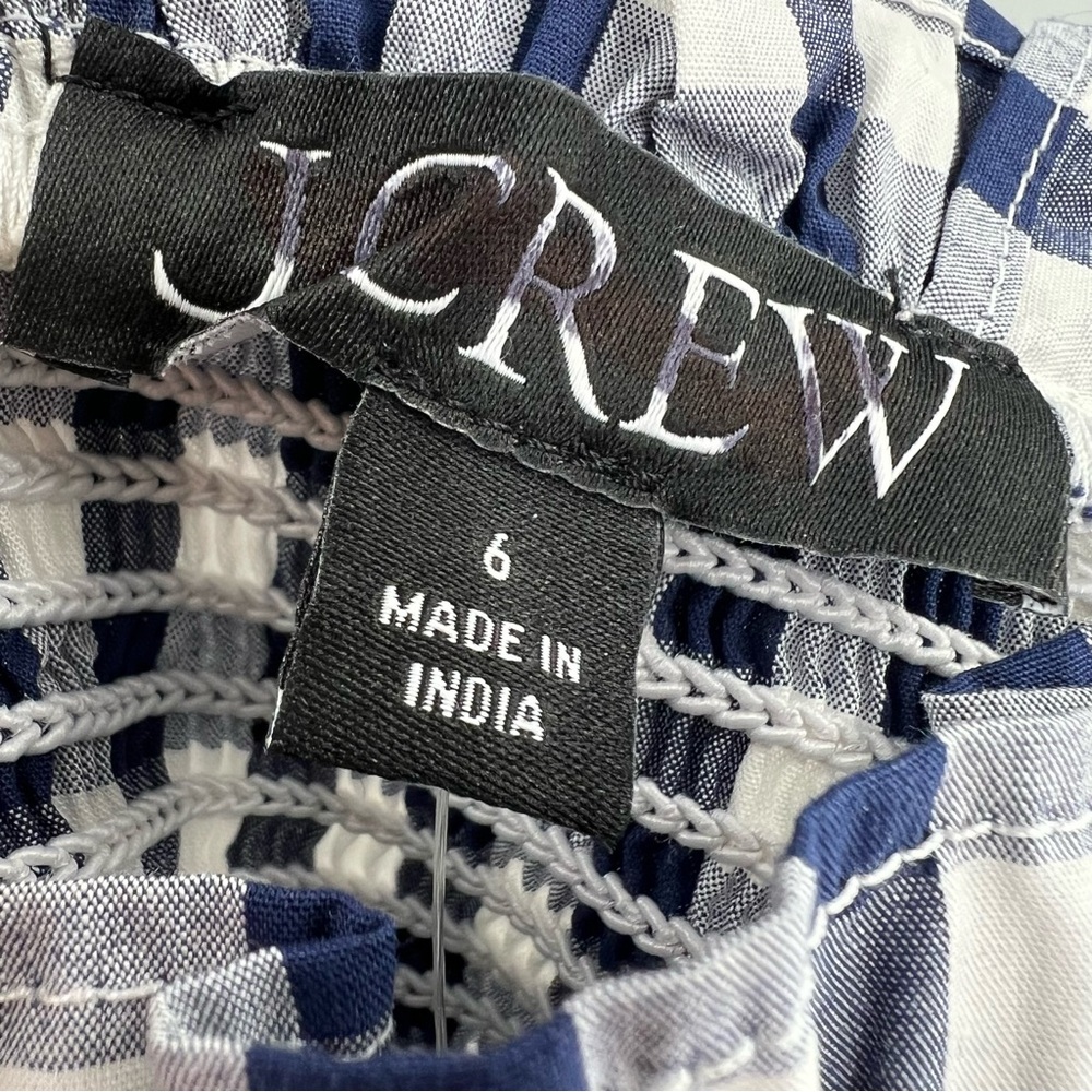 J Crew NWT Ruffle-trim Stretch Cotton Poplin Mini Dress in Gingham Navy size 6 - Picture 6 of 11